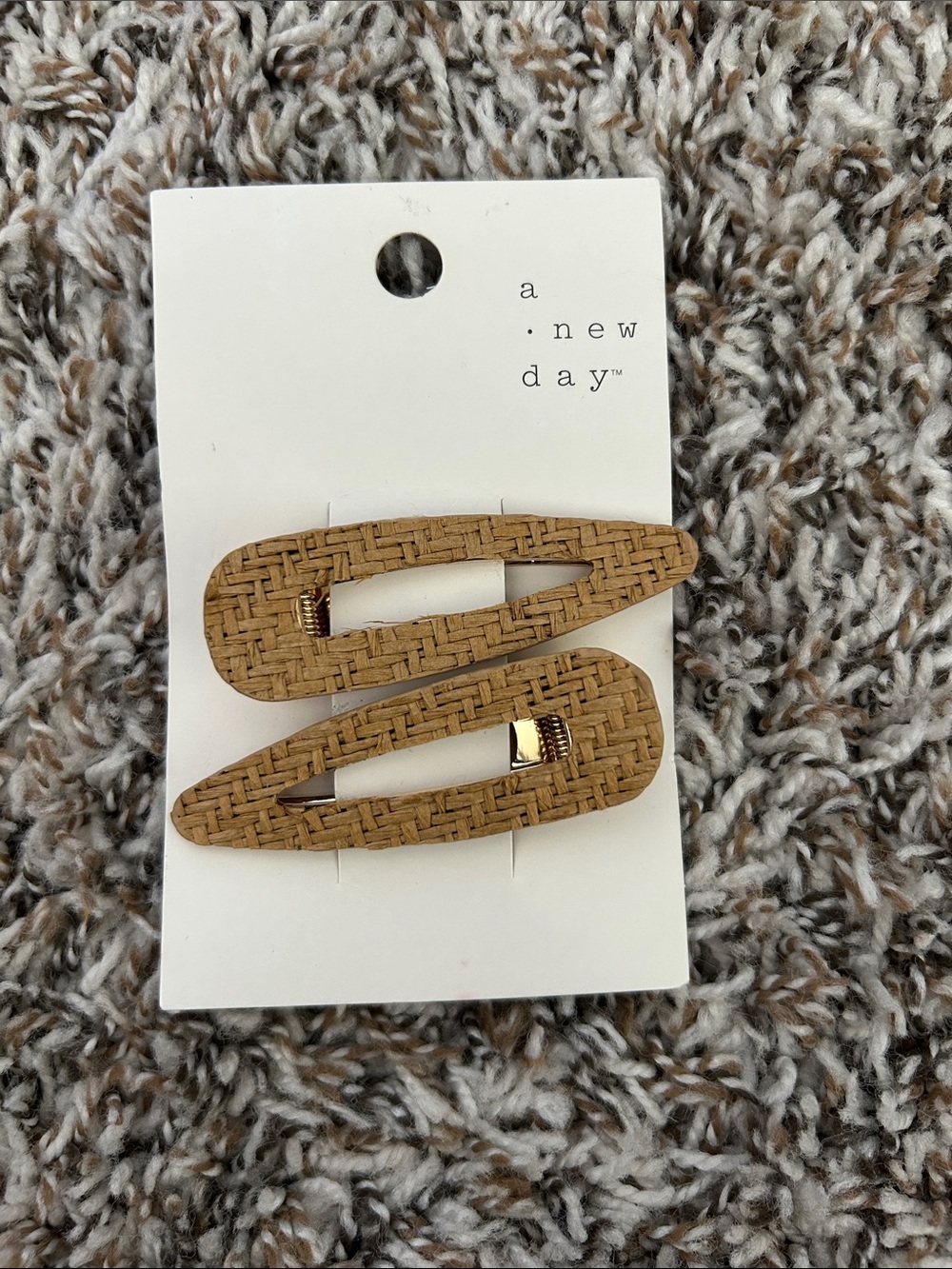 a new day Tan Woven Snap Hair Clips - Set of 2